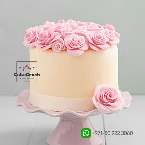 Pink Pastel Fondant Flowers Cake