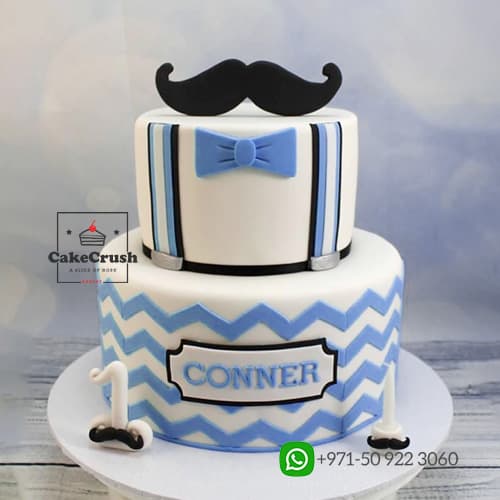 Classic Moustache Celebration Cake