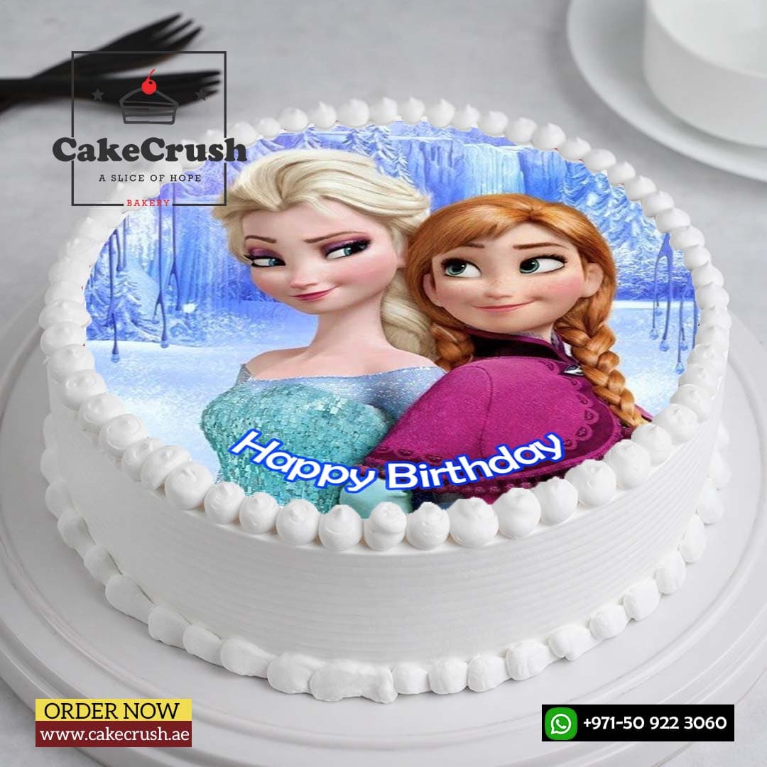 Elsa and Anna Photo Cake in dubai