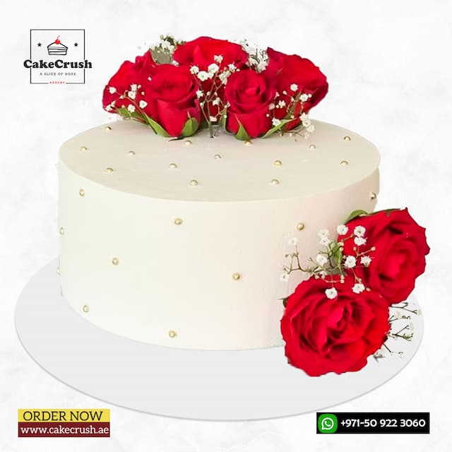 Red Rose flower Cake