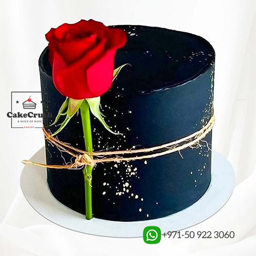 Black Theme Rose Cake