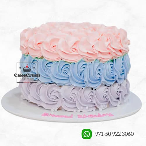 TRIO COLORED ROSETTE CAKE in dubai