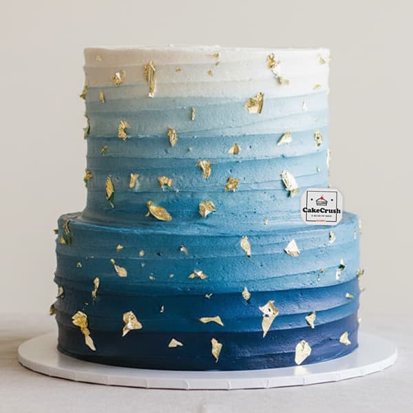 Blue Ombre Cake with 22k gold paper